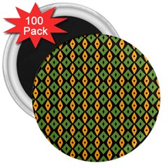 Green Yellow Rhombus Pattern 3  Magnet (100 Pack) by LalyLauraFLM