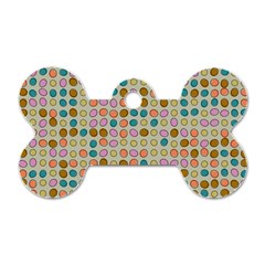 Retro Dots Pattern Dog Tag Bone (one Side) by LalyLauraFLM