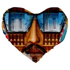 Graffiti Sunglass Art Large 19  Premium Flano Heart Shape Cushions by TheWowFactor