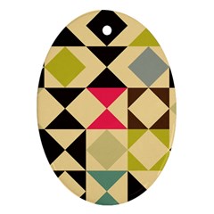 Rhombus And Triangles Pattern Ornament (oval) by LalyLauraFLM