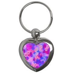 Pink And Purple Marble Waves Key Chains (heart)  by KirstenStar