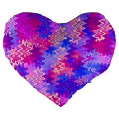 Pink And Purple Marble Waves Large 19  Premium Flano Heart Shape Cushions by KirstenStar