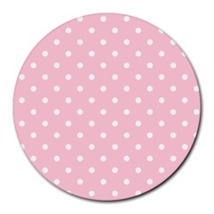 Pink Polka Dots Round Mousepads by LokisStuffnMore