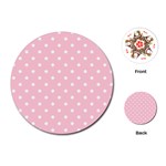 Pink Polka Dots Playing Cards (Round)  Front