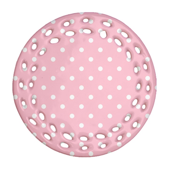 Pink Polka Dots Ornament (Round Filigree) 