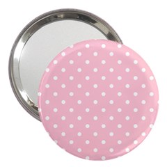 Pink Polka Dots 3  Handbag Mirrors by LokisStuffnMore