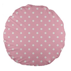 Pink Polka Dots Large 18  Premium Round Cushions by LokisStuffnMore