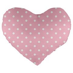 Pink Polka Dots Large 19  Premium Heart Shape Cushions by LokisStuffnMore