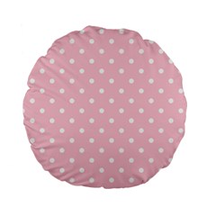 Pink Polka Dots Standard 15  Premium Flano Round Cushions by LokisStuffnMore