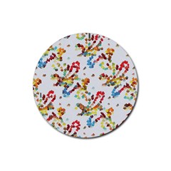 Colorful Paint Strokes Rubber Coaster (round) by LalyLauraFLM