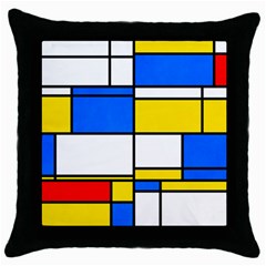 Colorful Rectangles Throw Pillow Case (black) by LalyLauraFLM