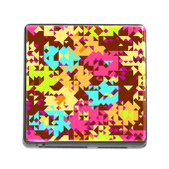 Shapes In Retro Colors Memory Card Reader (square) by LalyLauraFLM