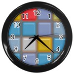 Shiny Squares pattern Wall Clock (Black) Front