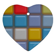 Shiny Squares Pattern Heart Ornament (two Sides) by LalyLauraFLM