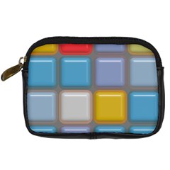 Shiny Squares Pattern Digital Camera Leather Case by LalyLauraFLM