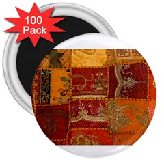 India Print Realism Fabric Art 3  Magnets (100 Pack) by TheWowFactor