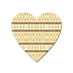 Fancy Tribal Border Pattern Beige Heart Magnet by ImpressiveMoments