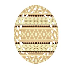 Fancy Tribal Border Pattern Beige Ornament (oval Filigree)  by ImpressiveMoments