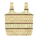 Fancy Tribal Border Pattern Beige Full Print Recycle Bags (L)  Front