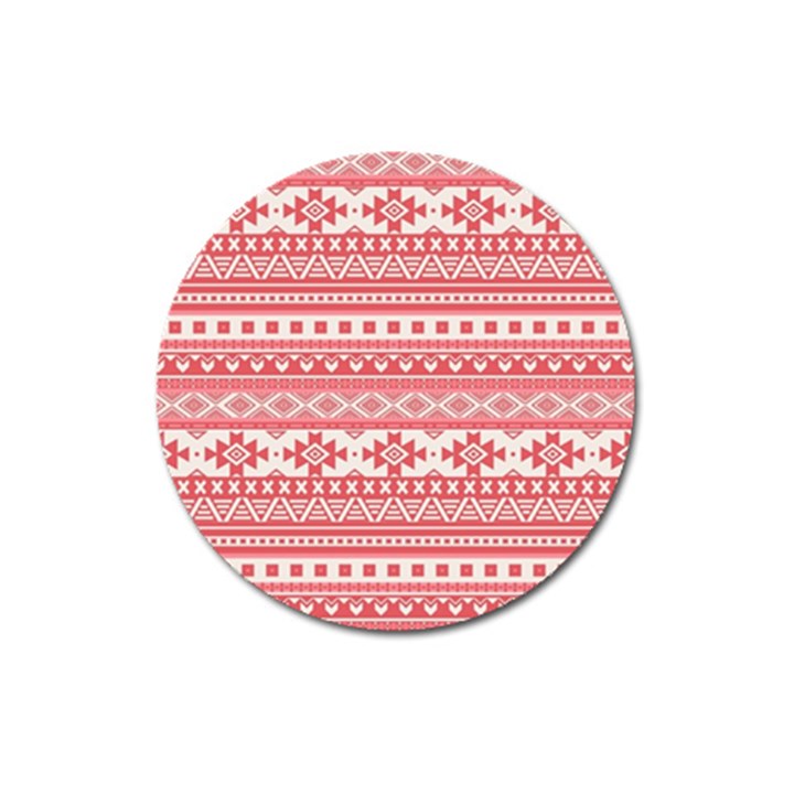 Fancy Tribal Borders Pink Magnet 3  (Round)