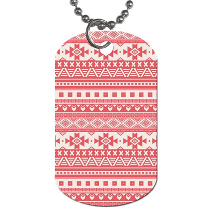 Fancy Tribal Borders Pink Dog Tag (Two Sides)