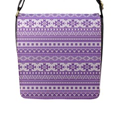 Fancy Tribal Borders Lilac Flap Messenger Bag (l) 