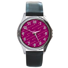 Merry Christmas,text,bordeaux Round Metal Watches by ImpressiveMoments