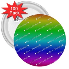 Merry Christmas,text,rainbow 3  Buttons (100 Pack)  by ImpressiveMoments