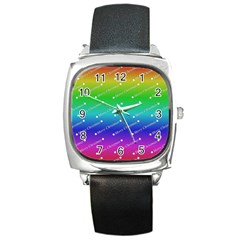 Merry Christmas,text,rainbow Square Metal Watches by ImpressiveMoments