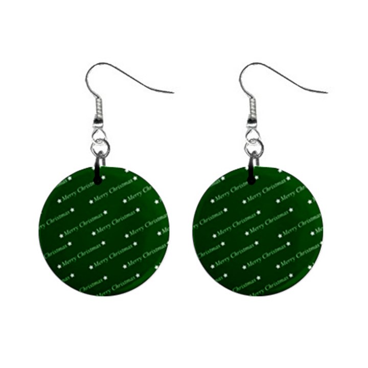 Merry Christmas,text,green Mini Button Earrings