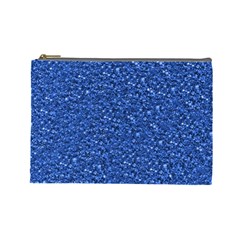 Sparkling Glitter Blue Cosmetic Bag (Large) 