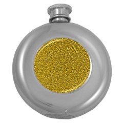 Sparkling Glitter Golden Round Hip Flask (5 Oz)