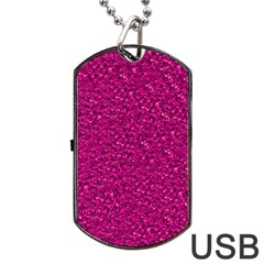 Sparkling Glitter Pink Dog Tag Usb Flash (two Sides)  by ImpressiveMoments