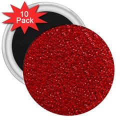 Sparkling Glitter Red 3  Magnets (10 Pack)  by ImpressiveMoments