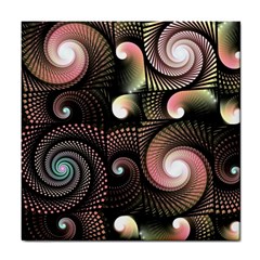 Peach Swirls On Black Tile Coasters by KirstenStar