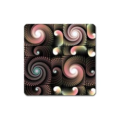 Peach Swirls On Black Square Magnet by KirstenStar