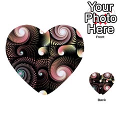 Peach Swirls On Black Multi-purpose Cards (heart)  by KirstenStar