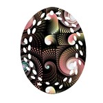 Peach Swirls on Black Oval Filigree Ornament (2-Side)  Back