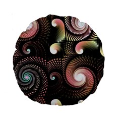 Peach Swirls On Black Standard 15  Premium Round Cushions by KirstenStar