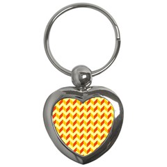 Modern Retro Chevron Patchwork Pattern  Key Chains (Heart) 