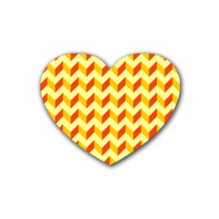 Modern Retro Chevron Patchwork Pattern  Rubber Coaster (Heart) 