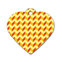 Modern Retro Chevron Patchwork Pattern  Dog Tag Heart (Two Sides)