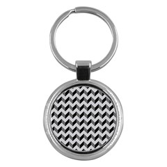 Modern Retro Chevron Patchwork Pattern  Key Chains (Round) 