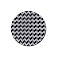 Modern Retro Chevron Patchwork Pattern  Rubber Round Coaster (4 pack) 