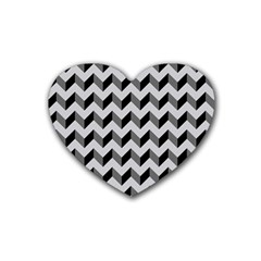 Modern Retro Chevron Patchwork Pattern  Rubber Coaster (heart)  by GardenOfOphir