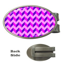 Modern Retro Chevron Patchwork Pattern Money Clips (Oval) 