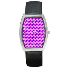 Modern Retro Chevron Patchwork Pattern Barrel Metal Watches by GardenOfOphir