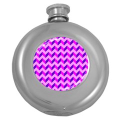 Modern Retro Chevron Patchwork Pattern Round Hip Flask (5 oz)