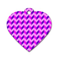 Modern Retro Chevron Patchwork Pattern Dog Tag Heart (Two Sides)