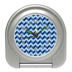 Modern Retro Chevron Patchwork Pattern Travel Alarm Clocks by GardenOfOphir